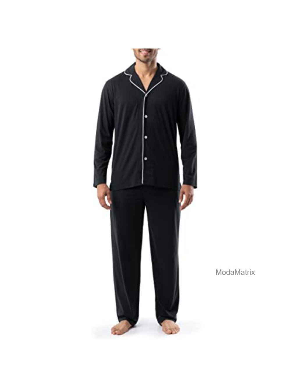 Men's Sueded Jersey Knit Pajama Set - Long Sleeve Button Up & Pants